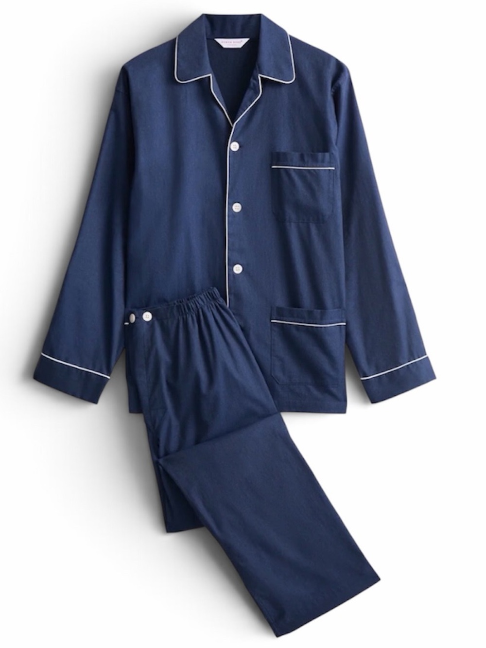 NWT Derek Rose Men’s Balmoral Brushed Cotton Pajamas, Navy Blue, Size Large/UK42